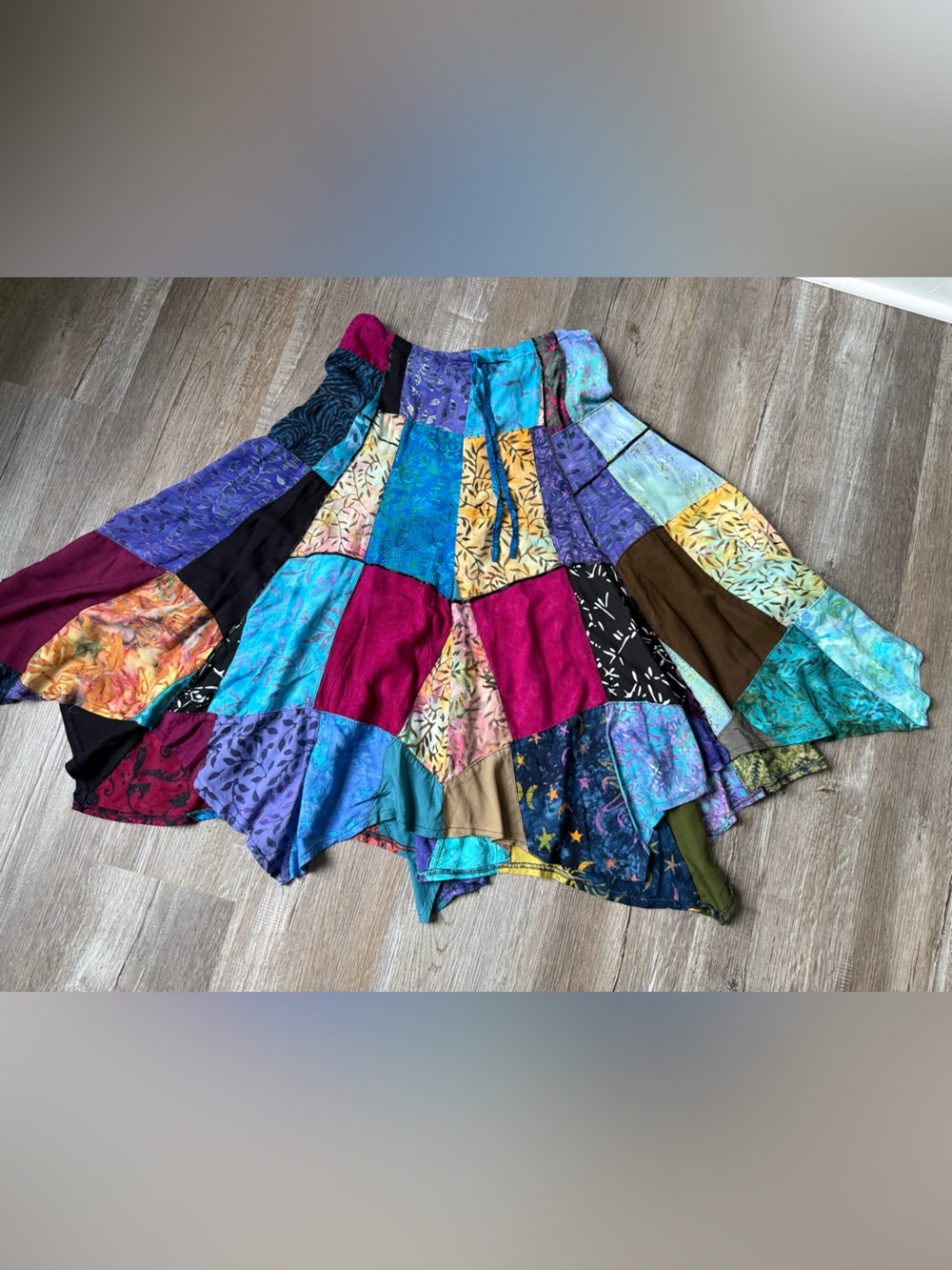 VTG EAGLE RAY TRADERS Patchwork Boho Skirt Multicolor Hippie Festival Size S